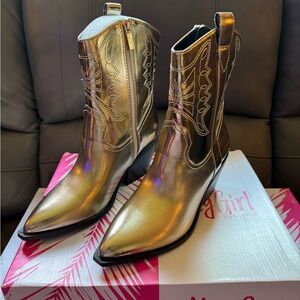 Corkys Hey Girl Gold Ankle Boots